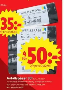 ICA Nära Avfallspåsar 30l erbjuda