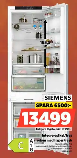 Power Siemens integrerad kyl/frys erbjuda
