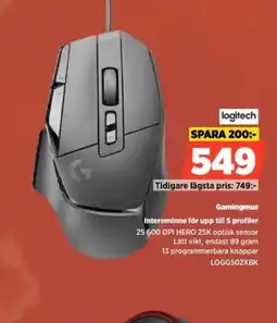 Power Logitech gamingmus erbjuda