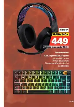 Power Logitech gamingheadset erbjuda