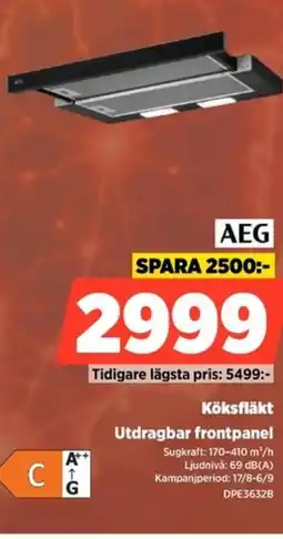 Power Aeg köksfläkt utdragbar frontpanel erbjuda