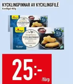 Matdax Kronfågel kycklingpinnar av kycklingfilé erbjuda