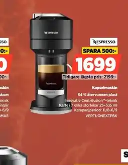 Power Nespresso kapselmaskin erbjuda