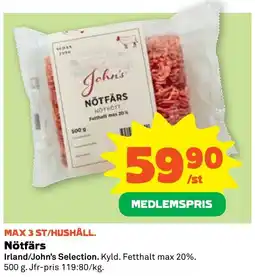 Coop Forum John's Nötfärs erbjuda
