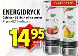 Matvärlden Tensta Celsius energidryck erbjuda