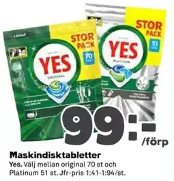 Coop Yes maskindisktabletter erbjuda