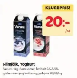 Hemköp Verum filmjölk, yoghurt erbjuda