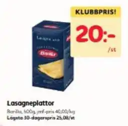 Hemköp Barilla lasagneplattor erbjuda