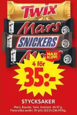 ICA Maxi Mars Bounty Twix Snickers erbjuda
