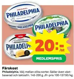 Coop Philadelphia färskost erbjuda