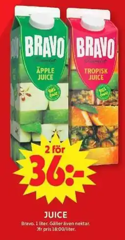 ICA Maxi Bravo juice erbjuda