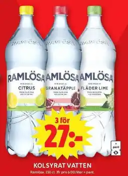ICA Maxi Ramlösa kolsyrat vatten erbjuda