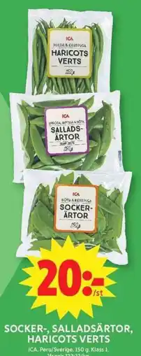 ICA Maxi Ica socker-, salladsärtor, haricots verts erbjuda