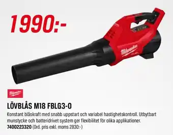 Milwaukee lövblås m18 fblg3-0
