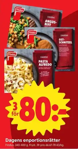 ICA Nära Findus dagens enportionsrätter erbjuda