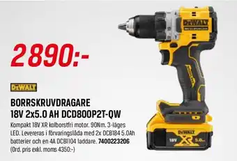 DeWalt borrskruvdragare 18v 2x5.0 ah dcd800p2t-qw