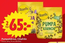 ICA Nära Risenta Pumpakärnor, Chiafrön erbjuda