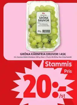 ICA Maxi Ica grön kärnfria druvor erbjuda