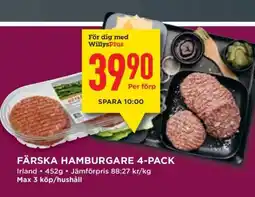 Willys Färska Hamburgare 4-pack erbjuda