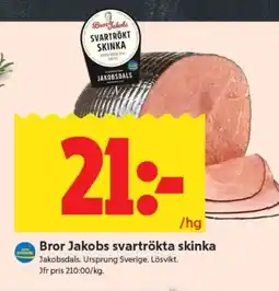 ICA Supermarket Bror Jakobs svartrökta skinka erbjuda