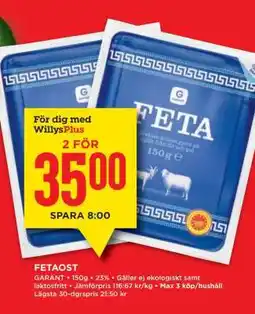 Willys Fetaost erbjuda
