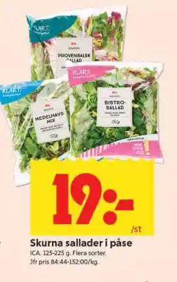 ICA Supermarket Skurna sallader i påse erbjuda
