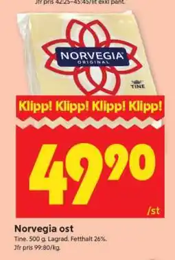 ICA Supermarket Norvegia ost erbjuda