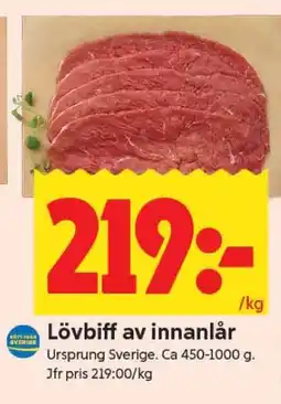 ICA Supermarket Lövbiff av innanlår erbjuda