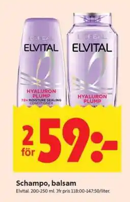 ICA Supermarket Elvital Hyaluron Plump Shampoo and Conditioner erbjuda