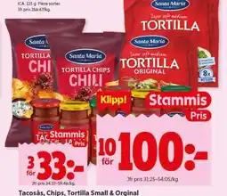 ICA Supermarket Tacosås, Chips, Tortilla Small & Original erbjuda