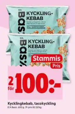 ICA Supermarket Kycklingkebab, tacokyckling erbjuda