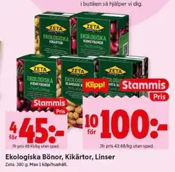 ICA Supermarket Ekologiska bönor, kikärtor, linser erbjuda