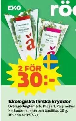 Stora Coop Ekologiska färska kryddor erbjuda