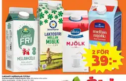 Coop Laktosfri mjölkdryck 1,5 liter erbjuda