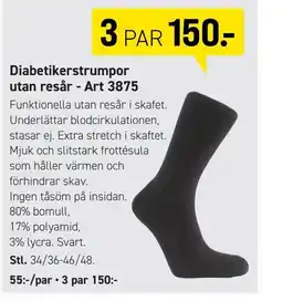 Engelsons Diabetikerstrumpor utan resår - Art 3875 erbjuda