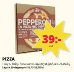 Tempo Tony's pizza erbjuda