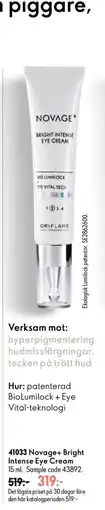 Oriflame Novage+ Bright Intense Eye Cream erbjuda