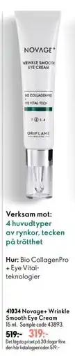 Oriflame Novage+ Wrinkle Smooth Eye Cream erbjuda