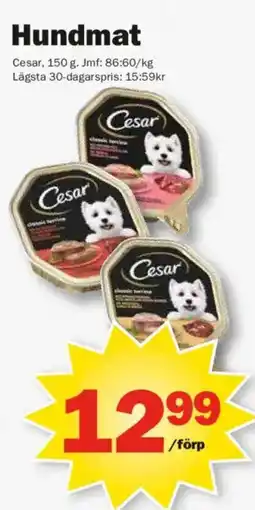 Pekås Cesar hundmat erbjuda
