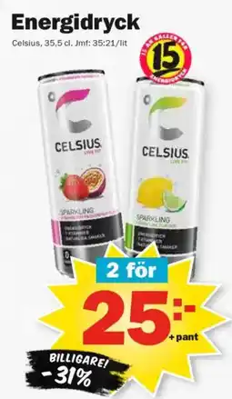 Pekås Celsius energidryck erbjuda