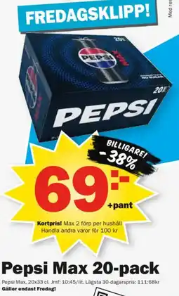 Pekås Pepsi Max 20-pack erbjuda