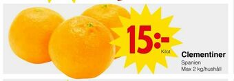 Matöppet Clementiner erbjuda