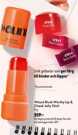 Oriflame Waunt blush worthy lip & cheek jelly stick erbjuda