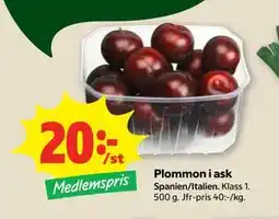 Stora Coop Plommon i ask, Medlemspris erbjuda
