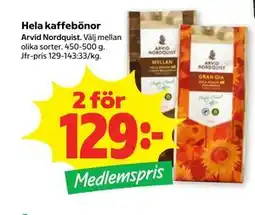 Stora Coop Hela kaffebönor, Medlemspris erbjuda