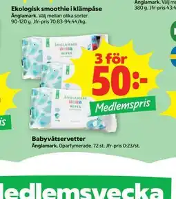Stora Coop Babyvåtservetter, Medlemspris erbjuda