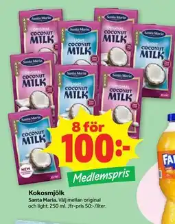 Stora Coop Kokosmjölk, Medlemspris erbjuda