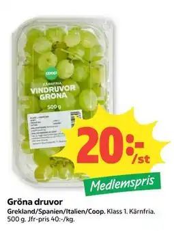 Coop Gröna druvor, Medlemspris erbjuda
