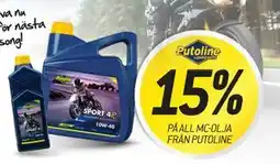 thansen 15% PÅ ALL MC-OLJA FRÅN PUTOLINE erbjuda