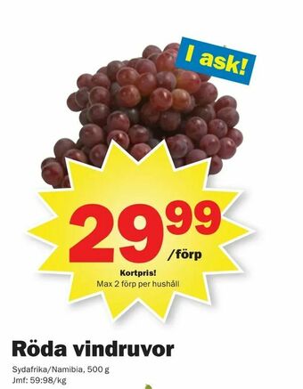 Pekås Röda vindruvor erbjuda